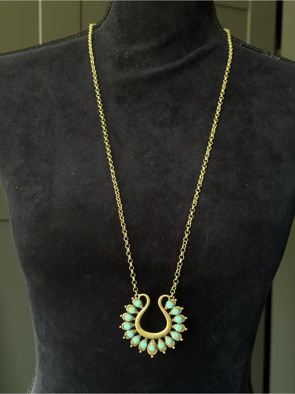 Lucky Brand Gold-Tone Turquoise Pendant Necklace - Women Jewelry